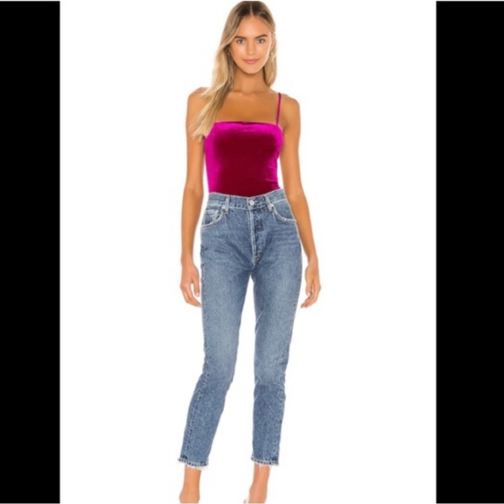Magenta lovers and friends velvet bodysuit